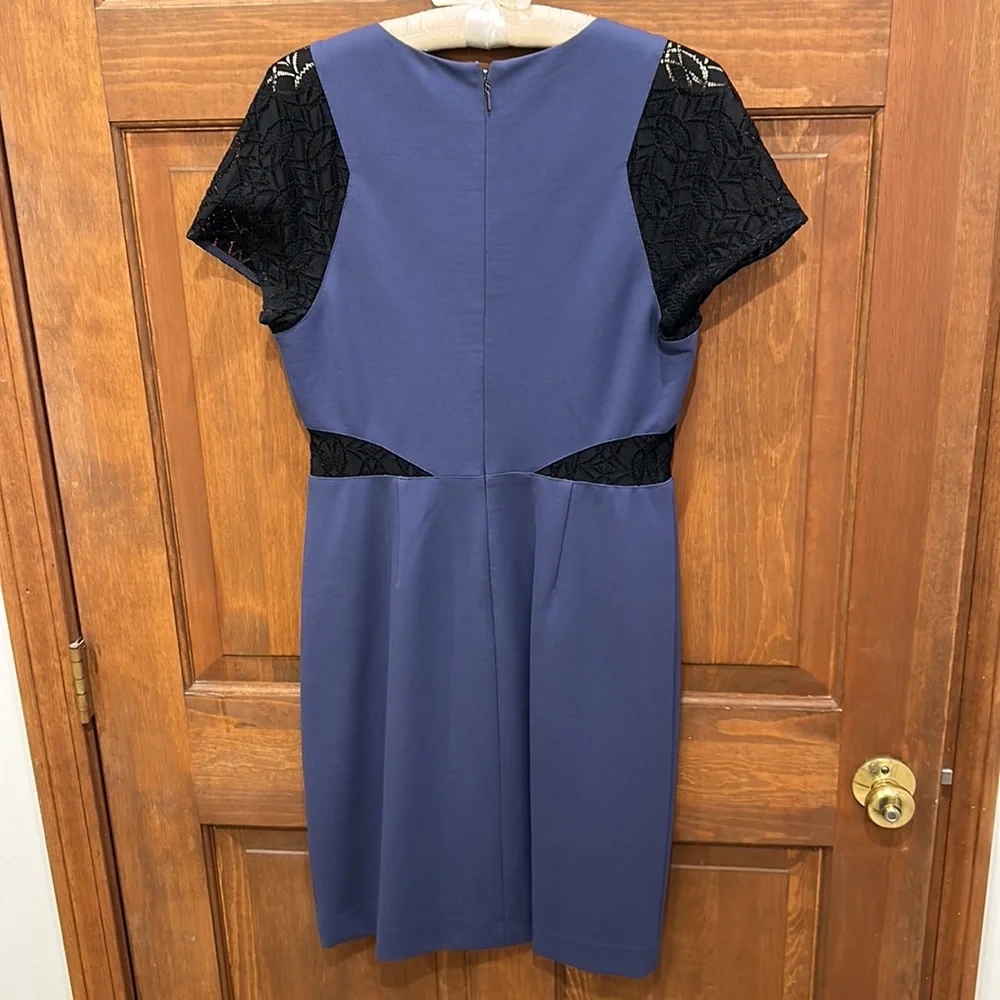 Rebecca Taylor purple professional dress black lace inserts 10 8 - Picture 7 of 10